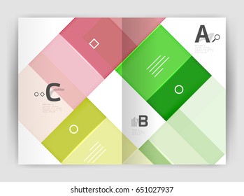 Geometrical brochure a4 business template, flyer abstract background with infographics abc options. Modern print template