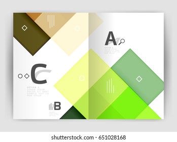 Geometrical brochure a4 business template, flyer abstract background with infographics abc options. Modern print template