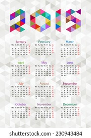 Geometrical calendar of 2015. Vector illustration