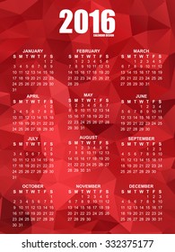 Geometrical calendar of 2016 vector design template