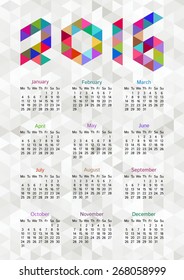 Geometrical calendar of 2016. Vector illustration