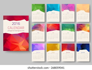 Geometrical calendar of 2016. Vector illustration
