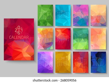 Geometrical calendar of 2016. Vector illustration