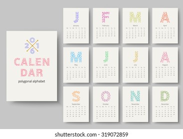 Geometrical calendar of 2016. Vector illustration