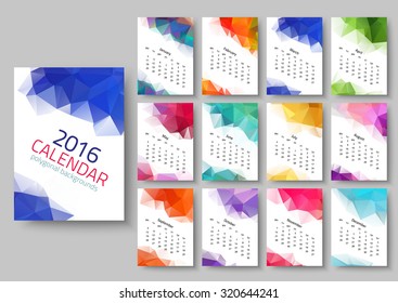 Geometrical calendar of 2016. Vector illustration