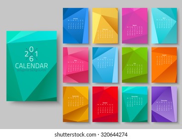 Geometrical calendar of 2016. Vector illustration