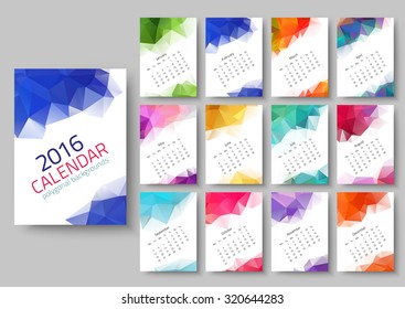 Geometrical calendar of 2016. Vector illustration