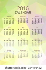 Geometrical calendar of 2016. Vector illustration