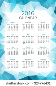 Geometrical calendar of 2016. Vector illustration