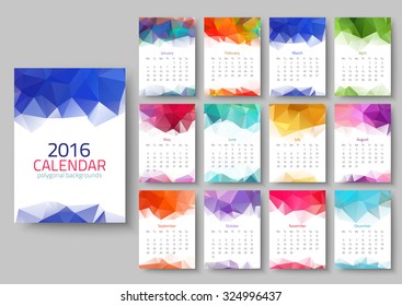 Calendario geométrico de 2016. Ilustración del vector