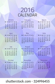 Geometrical calendar of 2016. Vector illustration