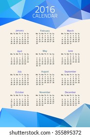 Geometrical calendar of 2016. Vector illustration