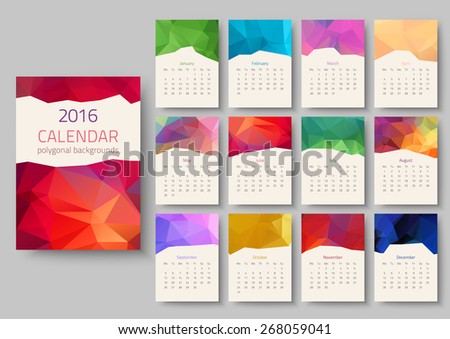 Geometrical calendar of 2016. Vector illustration
