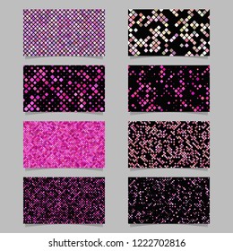 Geometrical card background set - vector template designs with diagonal pink square pattern