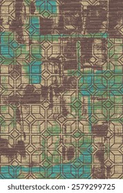 Geometrical Carpet Vector modern Pattern with trending colors in high resolution
