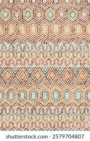 Geometrical Carpet Vector modern Pattern with trending colors in high resolution
