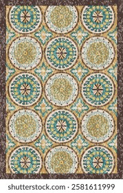 Geometrical Carpet Vector modern Pattern with texture and trending colors in high resolution
