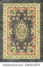 Geometrical Carpet Vector modern Pattern with texture and trending colors in high resolution
