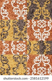 Geometrical Carpet Vector modern Pattern with texture and trending colors in high resolution
