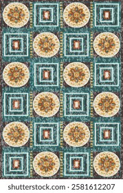 Geometrical Carpet Vector modern Pattern with texture and trending colors in high resolution
