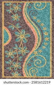 Geometrical Carpet Vector modern Pattern with texture and trending colors in high resolution
