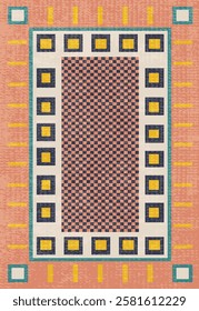 Geometrical Carpet Vector modern Pattern with texture and trending colors in high resolution
