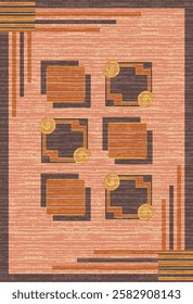 Geometrical Carpet Vector modern Pattern with texture and trending colors in high resolution
