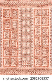 Geometrical Carpet Vector modern Pattern with texture and trending colors in high resolution
