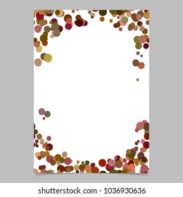 Geometrical chaotic dot pattern page background template - vector blank brochure border graphic from circles