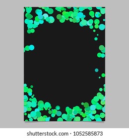Geometrical chaotic dot pattern page background template - vector blank brochure border graphic green from circles