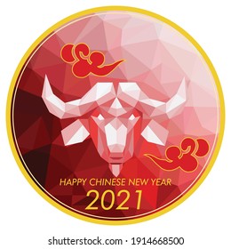 Geometrical Chinese new year celebration design with buffalo head symbol.