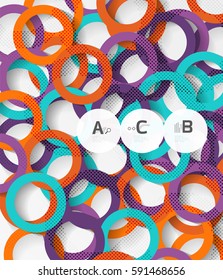 Geometrical circles on white with shadows. Abstract background