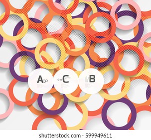 Geometrical circles on white with shadows. Abstract background