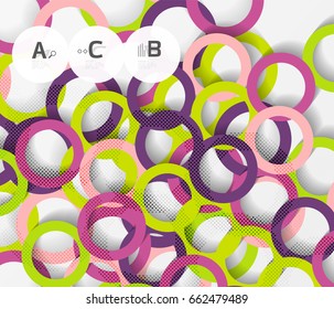Geometrical circles on white with shadows. Abstract background