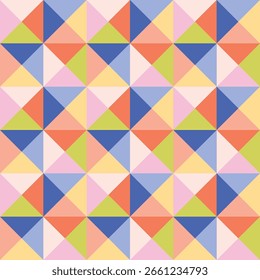 Triângulos coloridos geométricos moldam vetor de design de padrão sem emenda