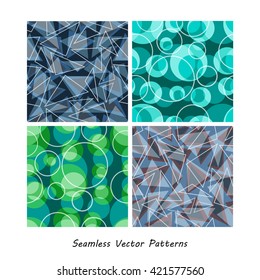 Geometrical colorful vector seamless patterns set. Elements for your design. Eps10