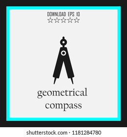 geometrical compass sketch vector icon