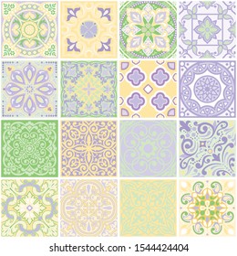 Geometrical composition of squares, balanced in composition. The design of the seamless pattern is intended for printing on fabric, wallpaper, oilcloth, tile for creating interior design.