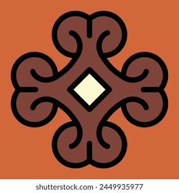 Geometrical cross shape ornament of ancient Peru. Indigenous Wari culture. Ethnic Native American design.