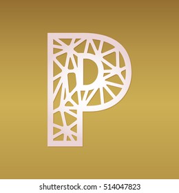 Geometrical cutout monogram initial letter P. Vector file for laser cutting. Fancy geometric  alphabet. Mosaic font letter P.