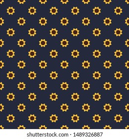 Geometrical decorative sunflower seamless pattern vector illustration on dark blue background - Pint backgrounds,clothing,wallpaper and gift warps
