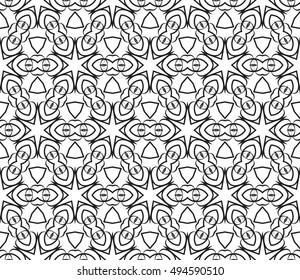 geometrical design of flowing lines. Abstract seamless vector illustration. black-and-white color.