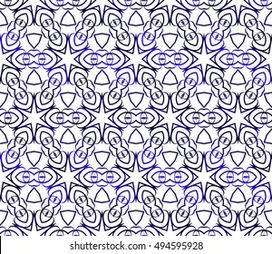 geometrical design of flowing lines, shape. Abstract seamless vector illustration. blue gradient