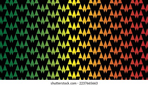 Geometrical design pattern inspired by capital letter of W. Background color green yellow and red. Good for banner or fabrics.