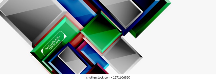 Geometrical design squares abstract banner, glossy shiny effects. Vector geometric minimal template