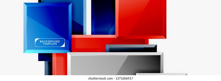 Geometrical design squares abstract banner, glossy shiny effects. Vector geometric minimal template