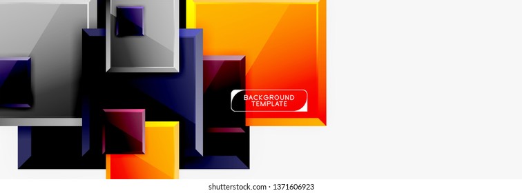 Geometrical design squares abstract banner, glossy shiny effects. Vector geometric minimal template