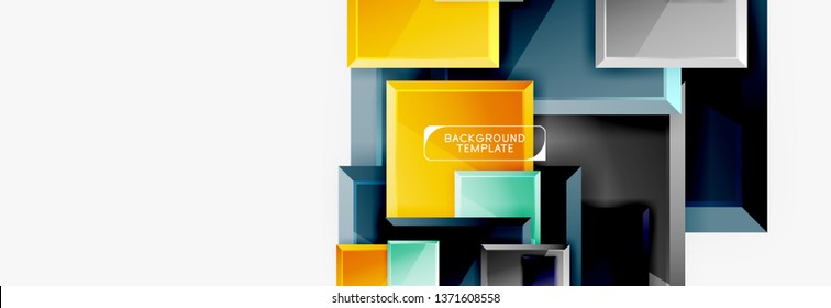 Geometrical design squares abstract banner, glossy shiny effects. Vector geometric minimal template