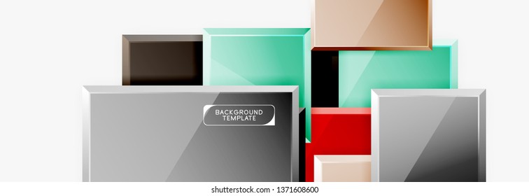 Geometrical design squares abstract banner, glossy shiny effects. Vector geometric minimal template