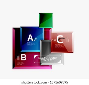 Geometrical design squares abstract banner, glossy shiny effects. Vector geometric minimal template